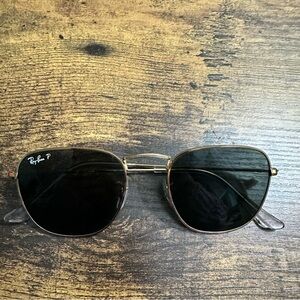 Ray-Ban Gold Frame Sunglasses with Black Lenses